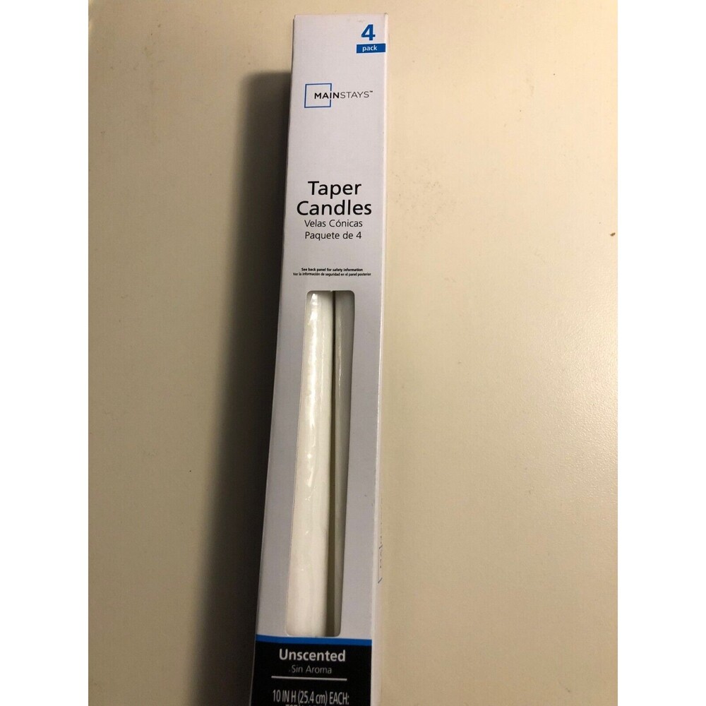 Mainstays Taper Candles Unscented 4 Pack New 10"